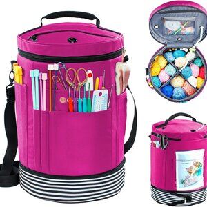 New Expandable Yarn Storage Organizer, Crochet Bag & Yarn Tote with Zipper Closu